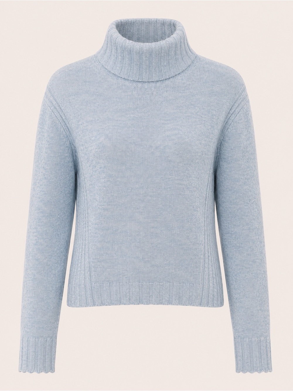 Merino Wool Alpaca Sweater L Coastal Grandmother Quiet Luxury Blue Mock Neck